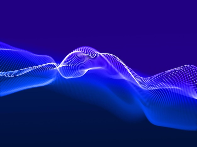 3D abstrakcyjne tło technologii z płynącymi falami danych