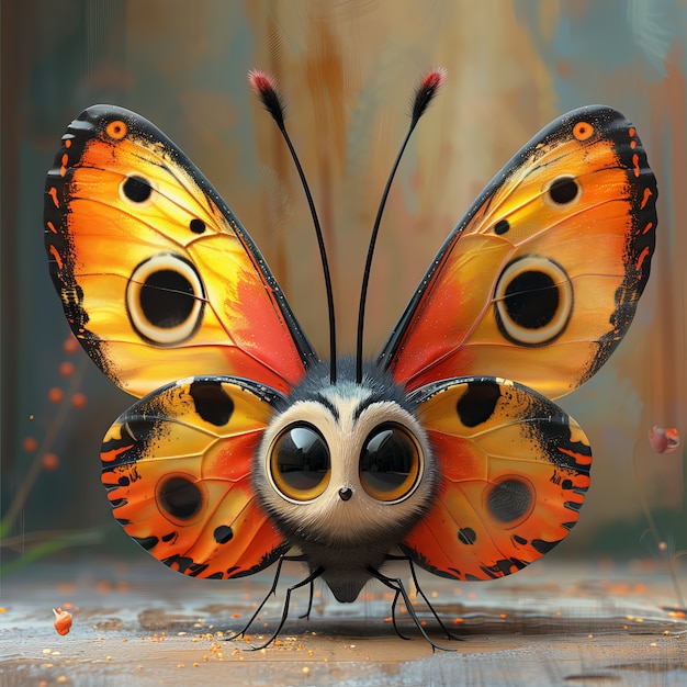 Bezpłatne zdjęcie 3d animowany motyl