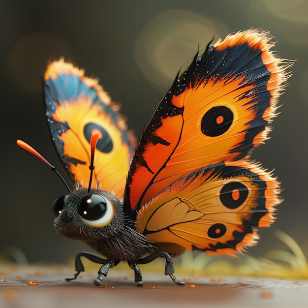 Bezpłatne zdjęcie 3d animowany motyl