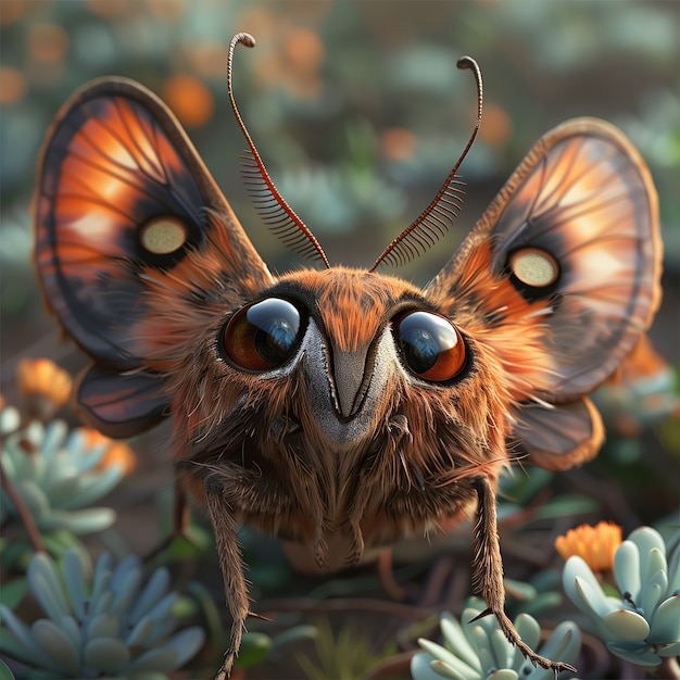 Bezpłatne zdjęcie 3d cartoon animated butterfly