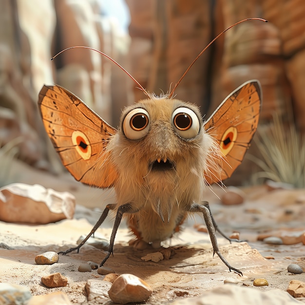 Bezpłatne zdjęcie 3d cartoon animated butterfly