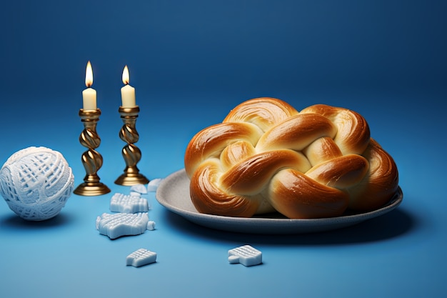 Bezpłatne zdjęcie 3d challah na chanukę