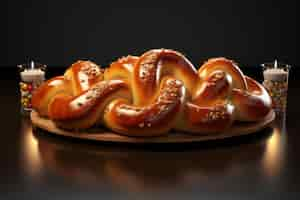 Bezpłatne zdjęcie 3d challah na chanukę