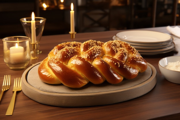 Bezpłatne zdjęcie 3d challah na chanukę