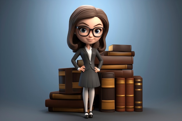 Bezpłatne zdjęcie 3d kreskówkowy portret osoby praktykującej zawód prawnika