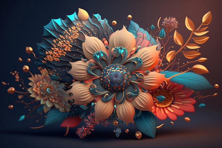 Bezpłatny plik Zdjęcie 3d kwiat boho renderowanie generatywne ai