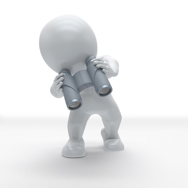 3D Morph Mężczyzna patrzący przez lornetkę