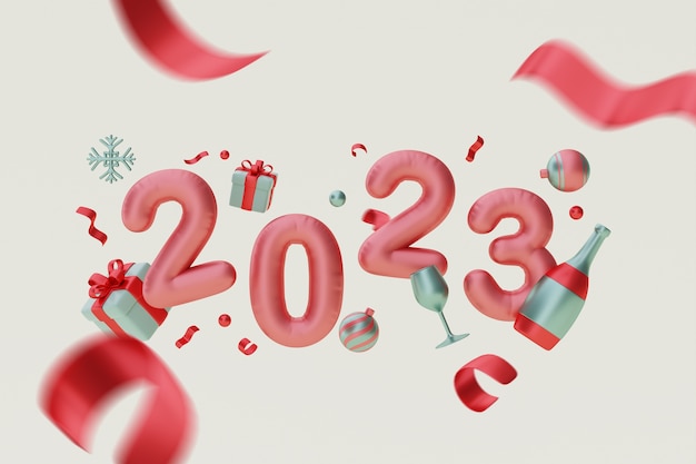 Bezpłatne zdjęcie 3d nowy rok 2023 tło