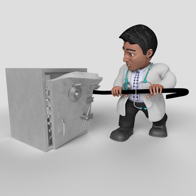 3D postać z kreskówki lekarza