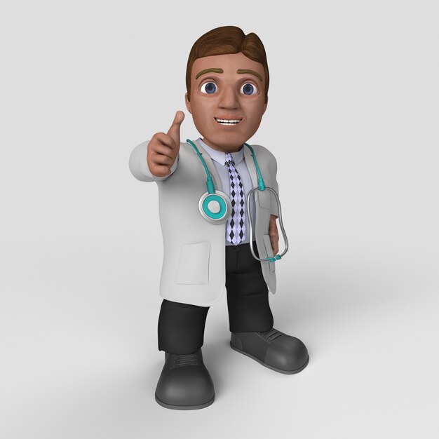 3D postać z kreskówki lekarza