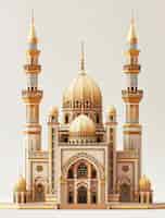 Bezpłatne zdjęcie 3d przedstawienie arabskiego pałacu na islamskie święto ramadanu