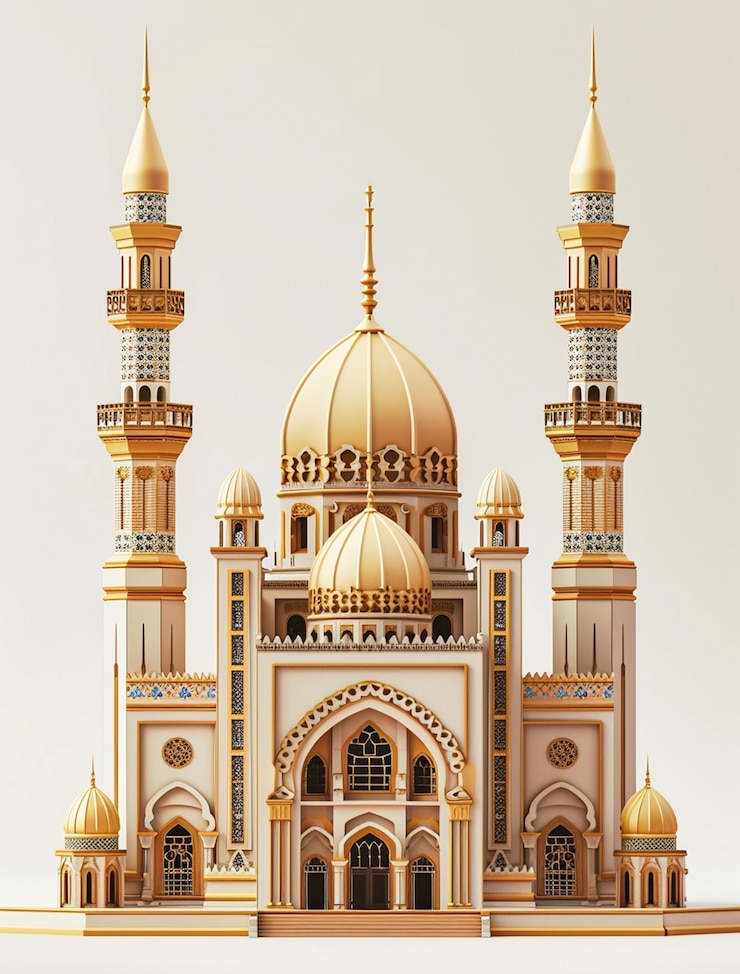 Bezpłatny plik Zdjęcie 3d przedstawienie arabskiego pałacu na islamskie święto ramadanu