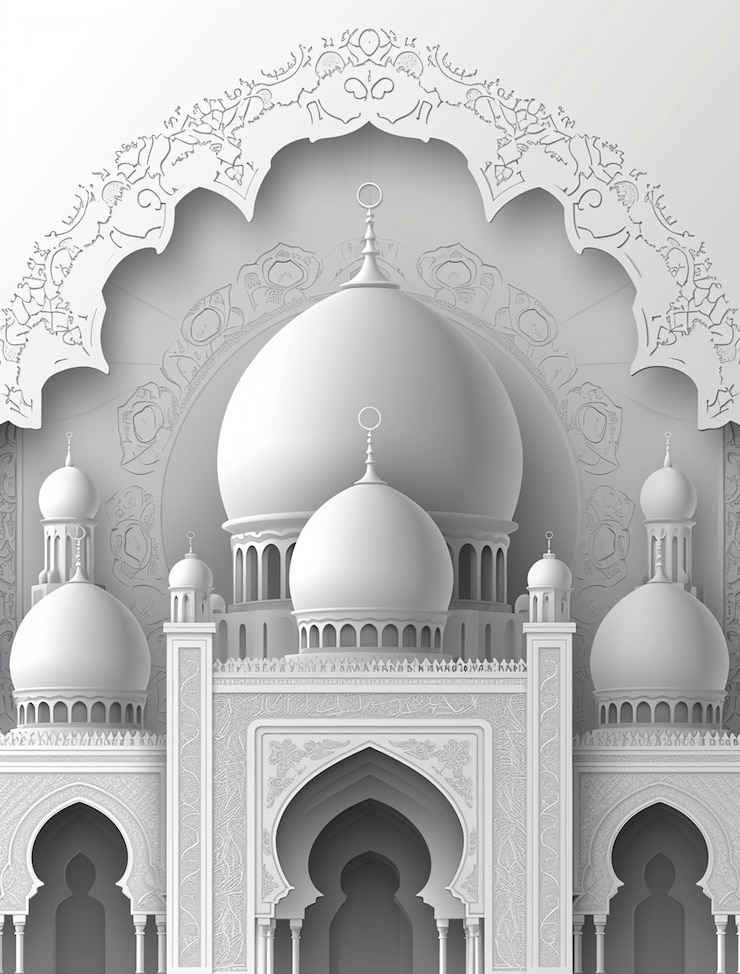 Bezpłatny plik Zdjęcie 3d przedstawienie arabskiego pałacu na islamskie święto ramadanu