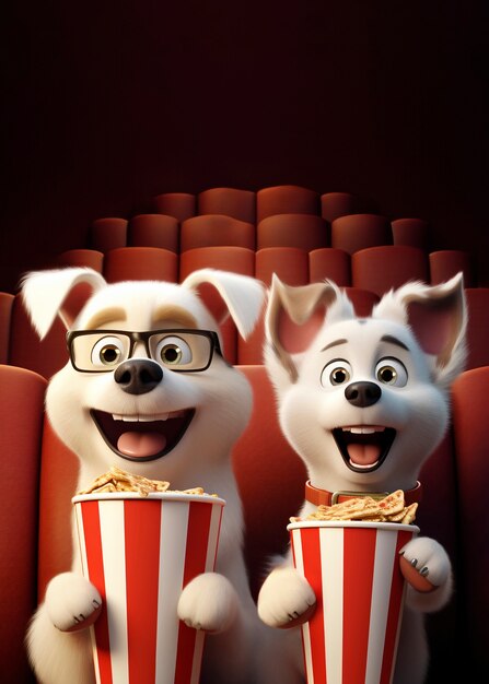 3D psy w kinie oglądające film