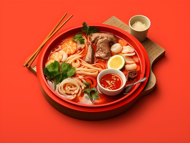Bezpłatne zdjęcie 3d pyszne jedzenie na wietnamski nowy rok