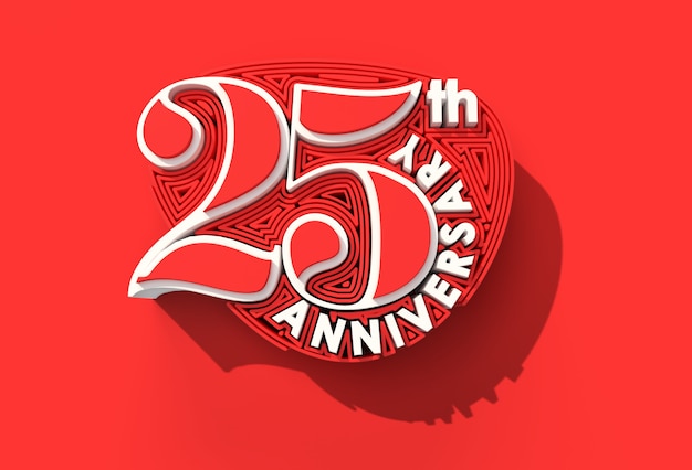 3D Render 25th Years Anniversary Celebration Pen Narzędzie Utworzono ścieżkę przycinającą Zawarte w JPEG Łatwe do skomponowania.