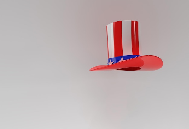 3D Render Ikona kapelusz cylindra w stylu 3d Projekt koncepcyjny 4 lipca