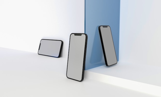 3d render ilustracja ogólna makieta telefonu i tablet w białym wzornictwie high-key iphone ipad