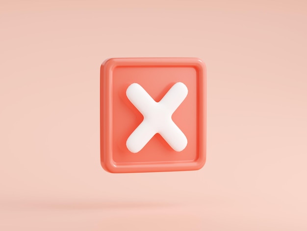 Bezpłatne zdjęcie 3d render krzyż znak na białym tle ikona błędu x symbol