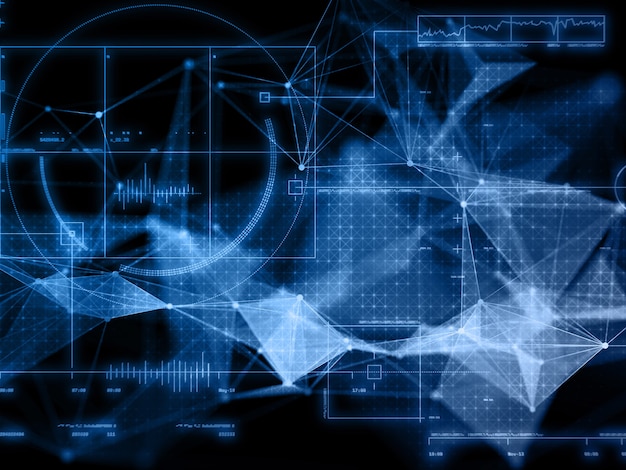 Bezpłatne zdjęcie 3d render nowoczesnego tła nauki komunikacji sieciowej z projektem splotu