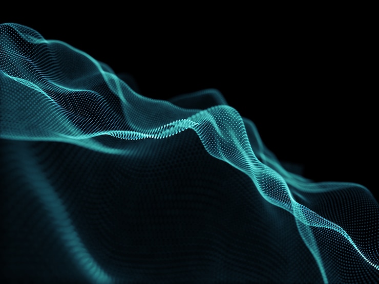 Bezpłatny plik Zdjęcie 3d render nowoczesnego tła z płynącymi kropkami cyber