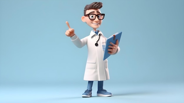 3D render profesjonalnego charakteru lekarza