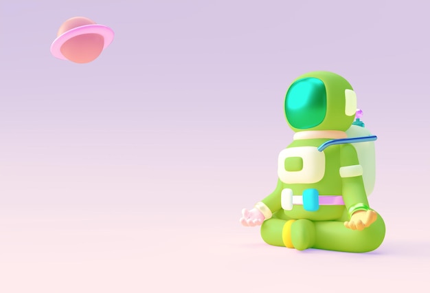 Bezpłatne zdjęcie 3d render spaceman astronaut joga gesty ilustracja 3d projekt