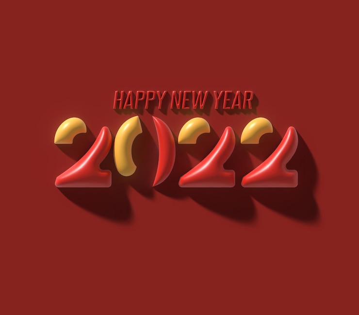 Bezpłatny plik Zdjęcie 3d render szczęśliwego nowego roku 2022 projekt typografii tekstu.