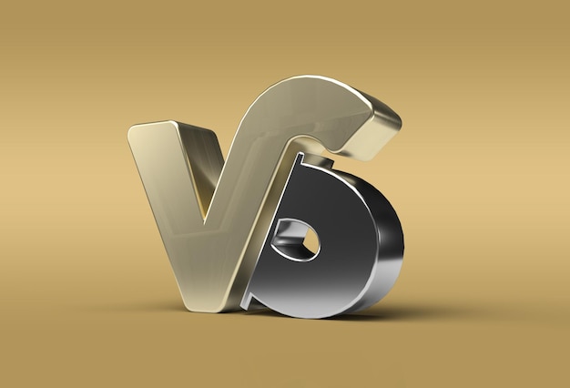 3d Render Vs Company Metal Letter Logo Pen Tool Utworzona ścieżka Przycinania Zawarta W Jpeg łatwy W Komponowaniu