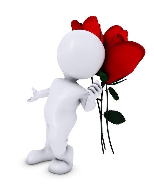 3D Render z Morph Man with rose