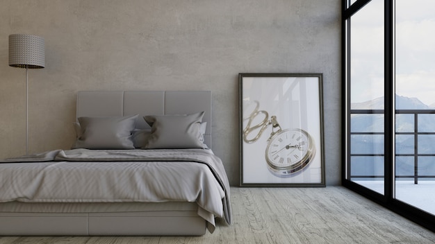 3D render z sypialni