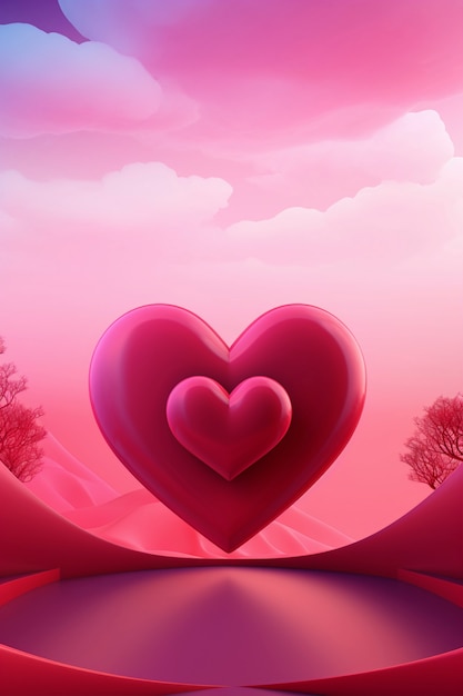 Bezpłatne zdjęcie 3d rendering abstrakcyjnego serca na święto walentynek.