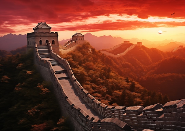 3D rendering chińskiego Wielkiego Muru