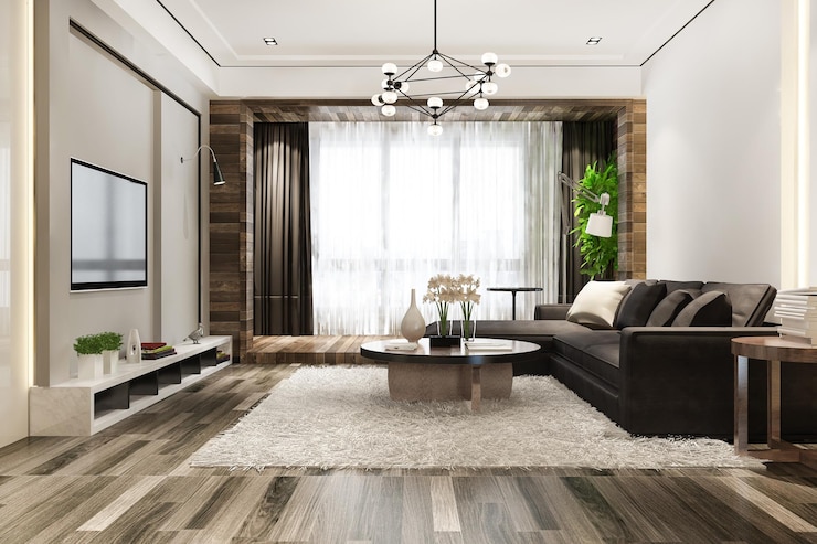 Bezpłatny plik Zdjęcie 3d rendering loft luksusowy żywy pokój z półka na książki