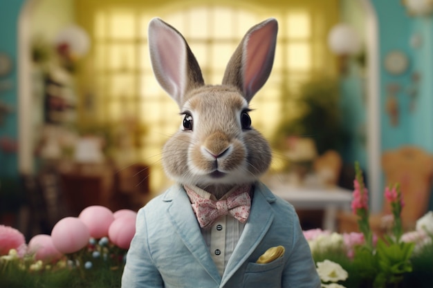 Bezpłatne zdjęcie 3d rendering wielkanocnego króliki przebrany
