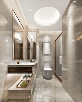 3d renderingu luksusowa nowożytna projekt łazienka i toaleta
