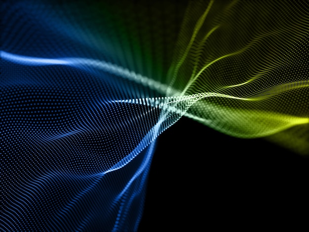Bezpłatne zdjęcie 3d renderowania cyfrowego tła z płynącymi cząstkami