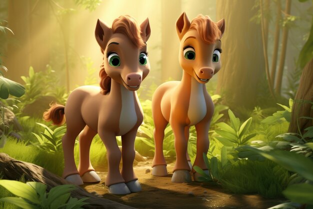 3D renderowanie koni leśnych