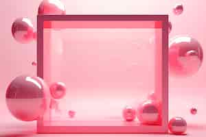 Bezpłatne zdjęcie 3d renderowanie kwadratu na różowym tle