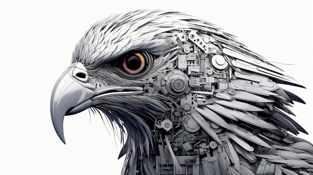 Bezpłatne zdjęcie 3d renderowanie orła robotycznego