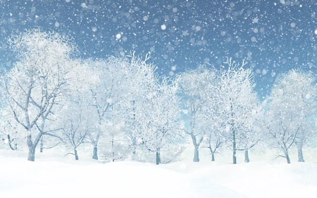 Bezpłatne zdjęcie 3d śnieżny krajobraz