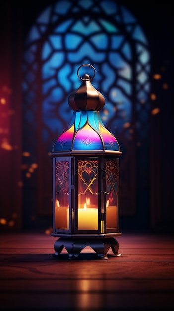 Bezpłatne zdjęcie 3d świętowanie ramadanu latarnia