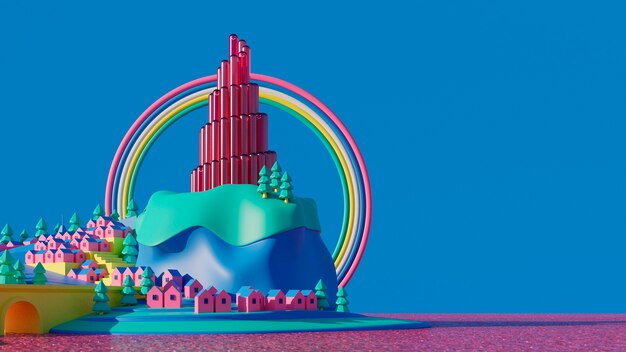3d tło dla dzieci z kasztelem