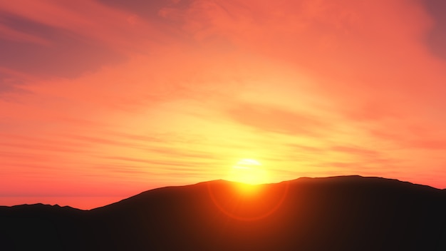 Bezpłatne zdjęcie 3d zachód słońca krajobraz