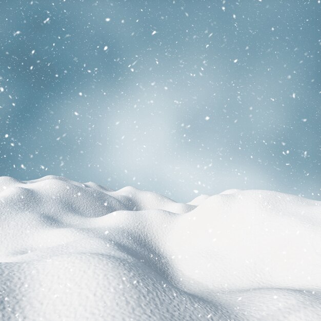 3D zimowy śnieżny krajobraz