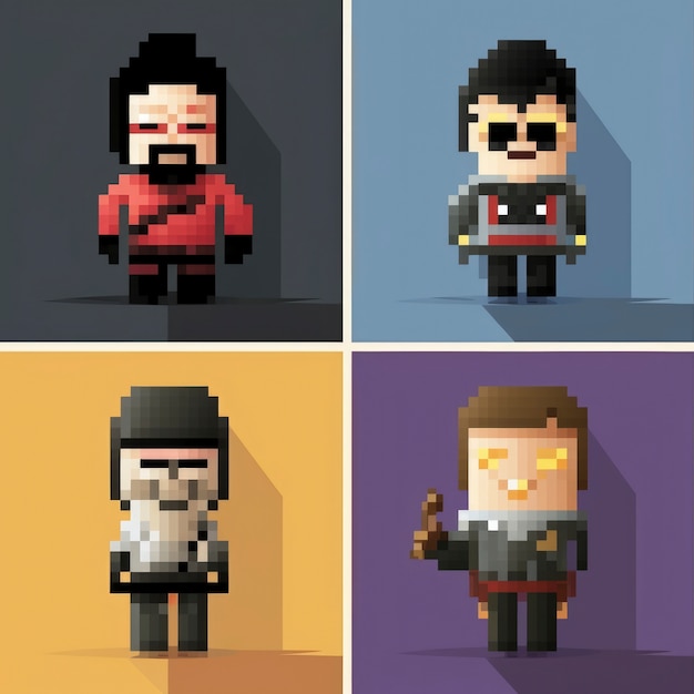Bezpłatne zdjęcie 8-bitowe postacie aktywów gier