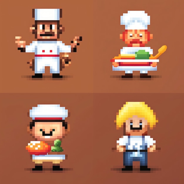8-bitowe postacie kucharskie aktywa gier
