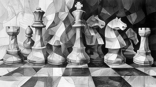 Bezpłatne zdjęcie abstract chess pieces in digital art style