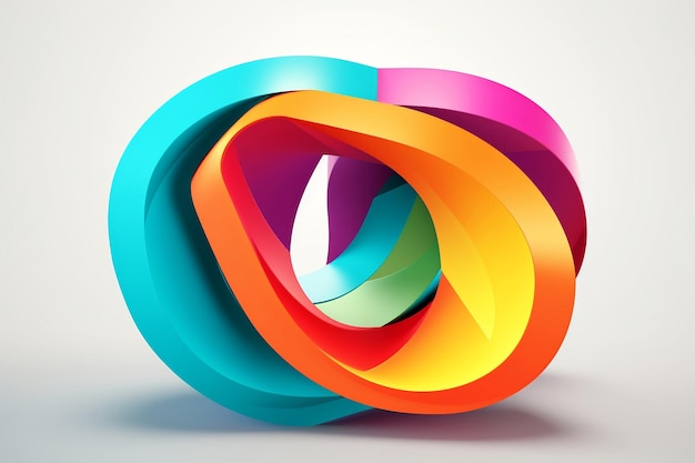 Abstrakcjonistyczna kolorowa grafika 3d kształtu jako generatywny szablon etykiety ai