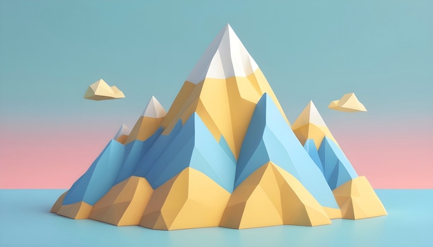 Abstrakcyjna góra z wielokątnymi kształtami